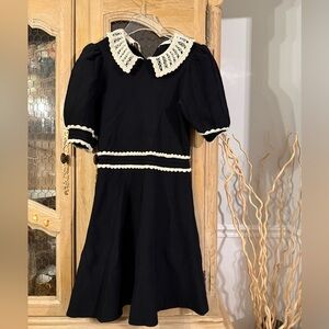 Sandro Paris Dress with Cream Lace Collar and Trim ($370)